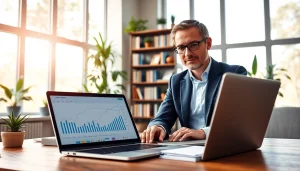 신용카드 현금화 전략을 분석하는 전문가와 현대적인 사무실 모습