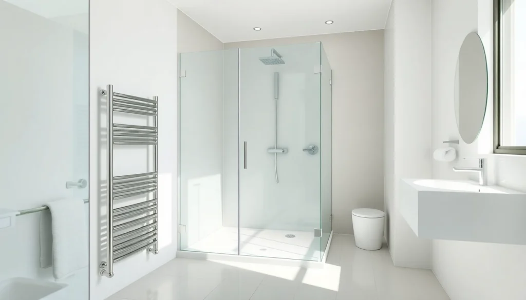 Sonni sanitär präsentiert elegantes Badezimmerdesign mit stilvollem Duschbereich.