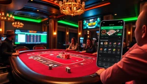 Trải nghiệm cảm giác hồi hộp khi cược với ứng dụng Bet VIP tại bàn casino sang trọng.
