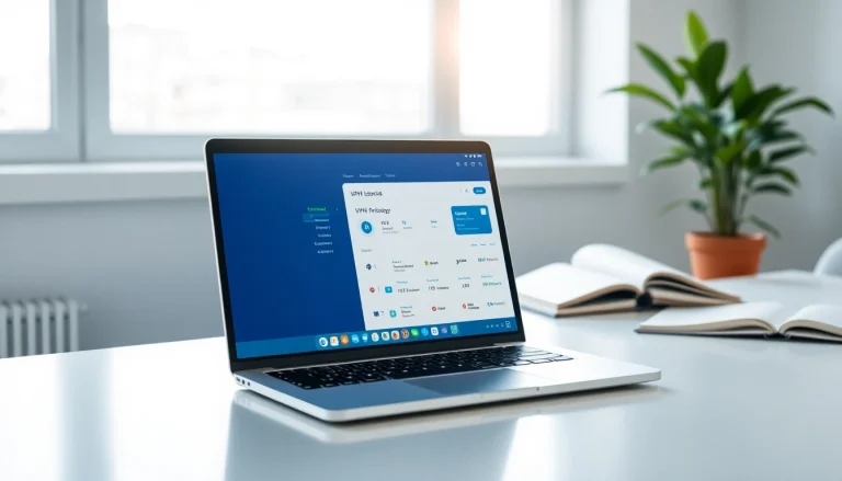 Enhance your privacy online with a vpn service displayed on a laptop.