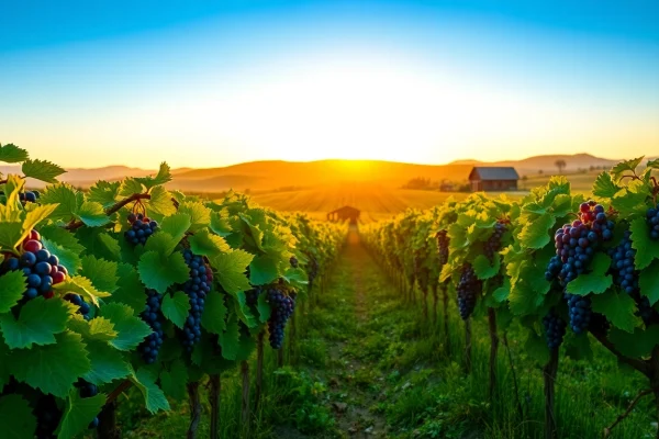 Enjoying the beauty of clarksburg wineries and picturesque vineyards under a golden sunset.