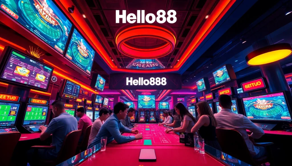Hello88 online betting environment featuring diverse players in a vibrant casino setting.