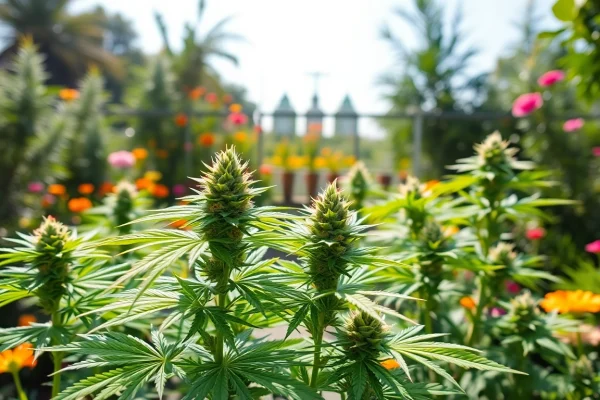 Consommer légalement du weed espagne avec des plants de cannabis en plein air.