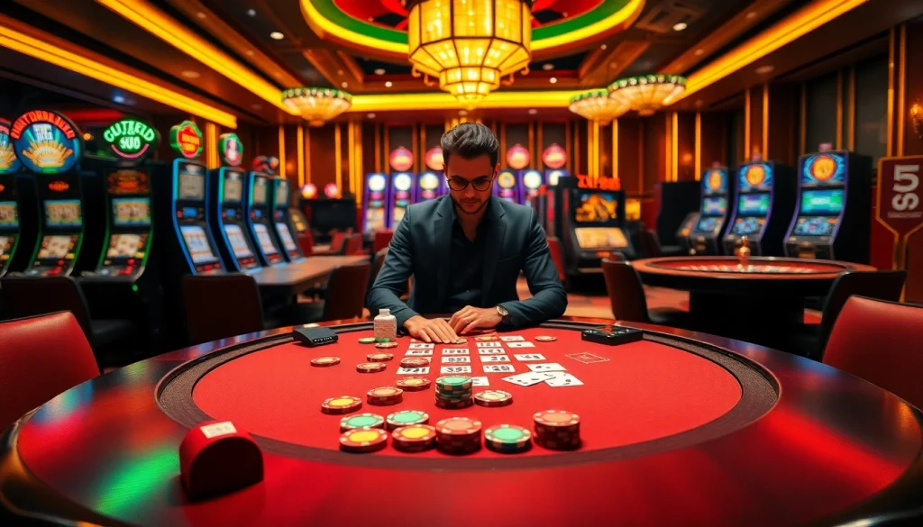 Gambling excitement at XX88 with poker chips and cards on a casino table.