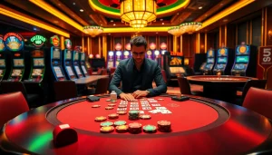 Gambling excitement at XX88 with poker chips and cards on a casino table.