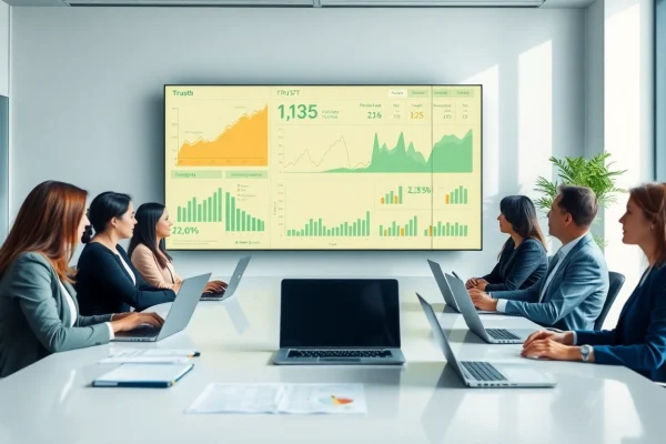 Engaged professionals discussing superfund accountant strategies in a modern office.