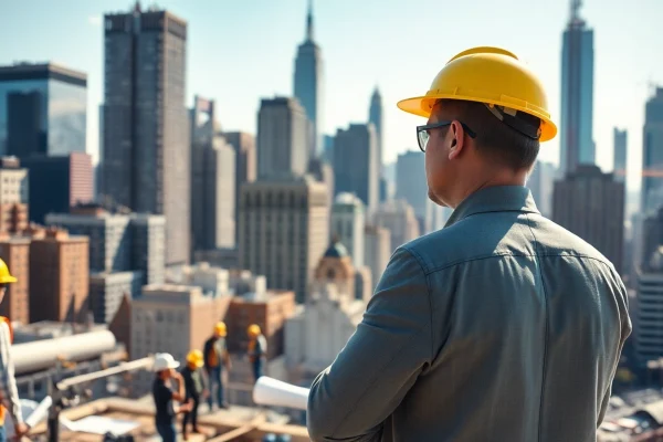 New York City Construction Manager engaged in site activities, overseeing a vibrant urban project.