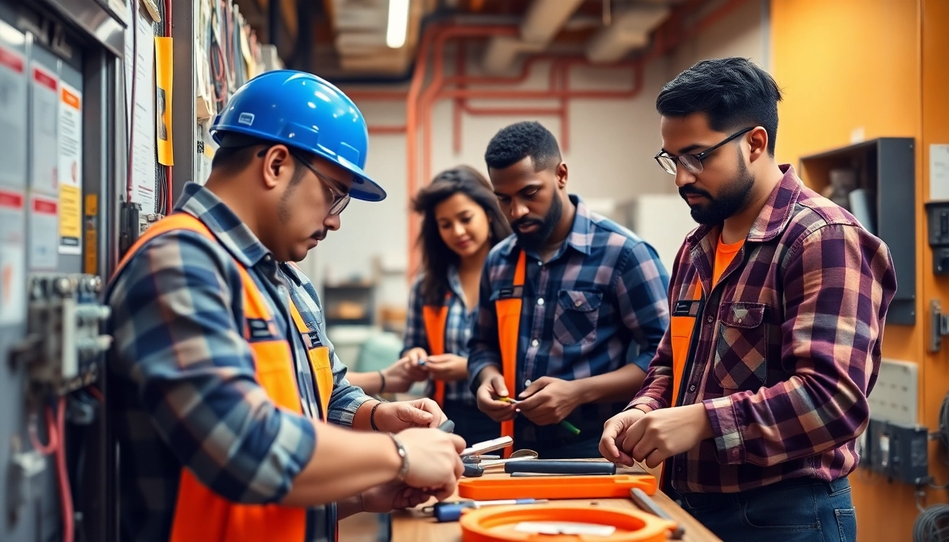 Engaged students learning at electrician trade school Colorado with hands-on electrical training.