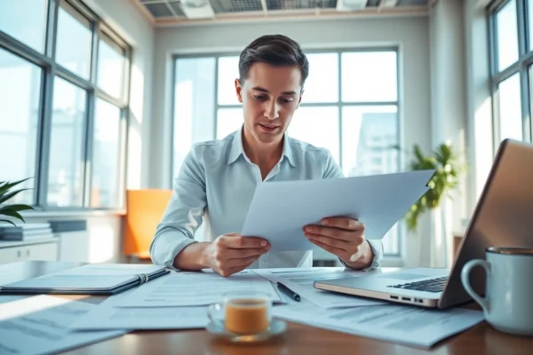 Expert translator providing tradução juramentada in a professional office setting.