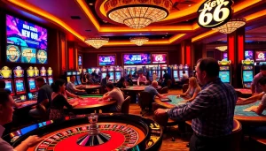 Experience excitement at New 66 with players engaged in thrilling casino games and vibrant promotions.