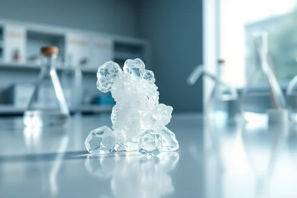 Crisp, clear image of synthetic cannabinoid WIN55 on a modern lab counter, symbolizing innovation in cannabinoid research.