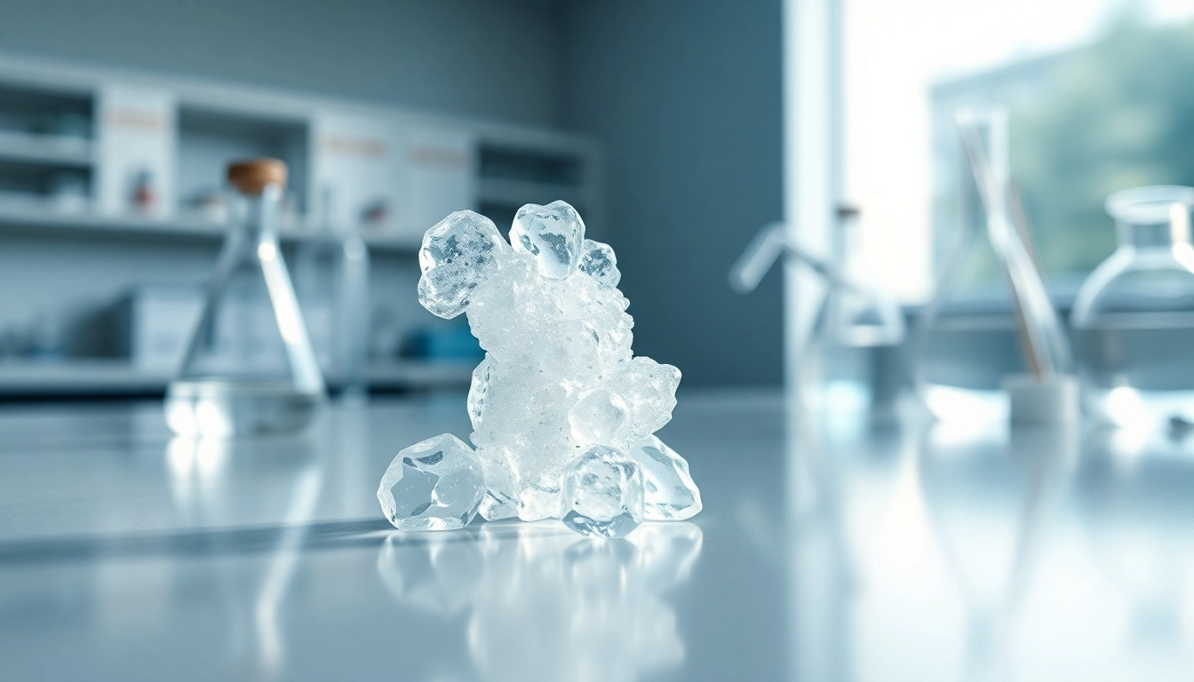 Crisp, clear image of synthetic cannabinoid WIN55 on a modern lab counter, symbolizing innovation in cannabinoid research.