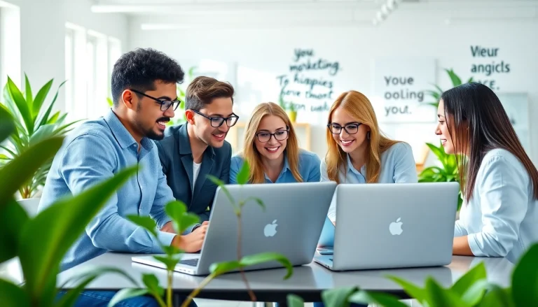 Engaging professionals collaborating in an online marketing edmonton strategy session.