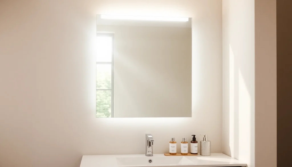 Illuminate your space with a modern bathroom mirror with LED light showcasing sleek design.