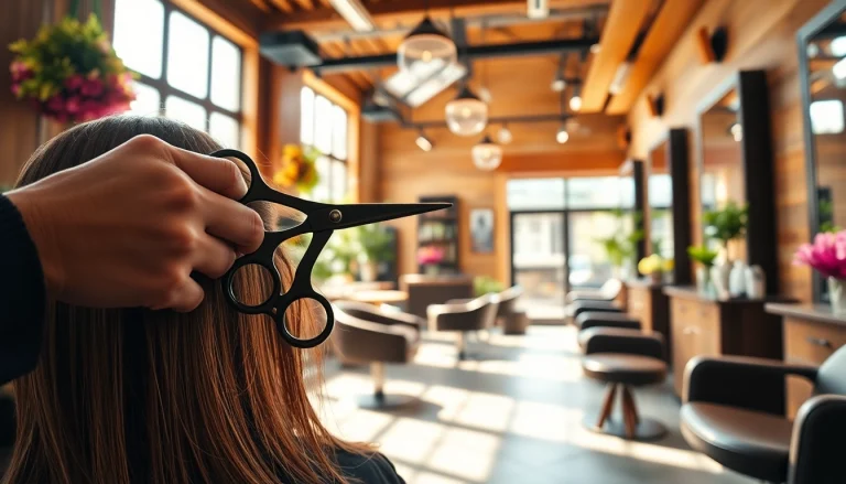 Professional hairstylist delivering a tunsoare bucuresti in a modern salon setting.