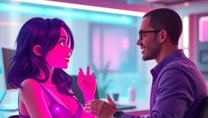 Interactive NSFW character engaging in a vibrant AI chat experience with a user.