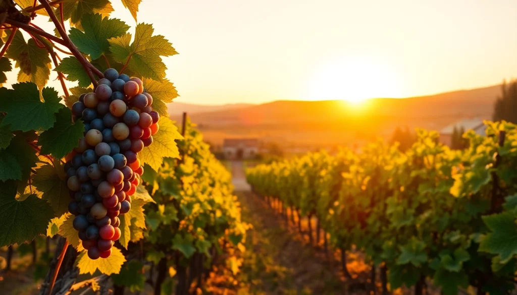 Enjoying the beauty of Clarksburg wineries with lush vineyards and golden sunset.