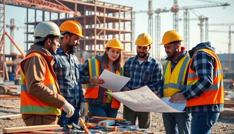 Construction apprenticeships in Carolinas showcasing teamwork and hands-on training at a job site.