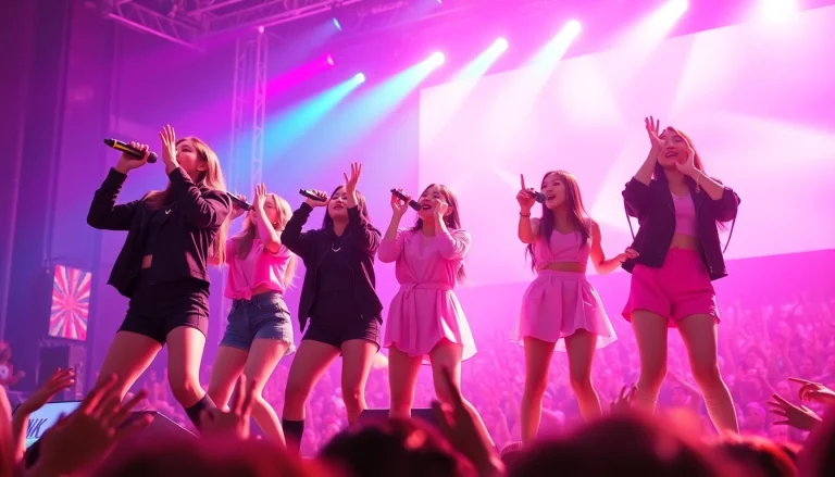 BLACKPINK news highlights dynamic performance by the group on stage with an enthusiastic audience.