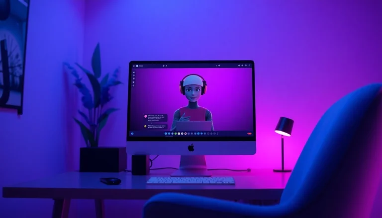 An inviting digital space showcasing NSFW AI interactions with a friendly AI character, designed for immersive chats.