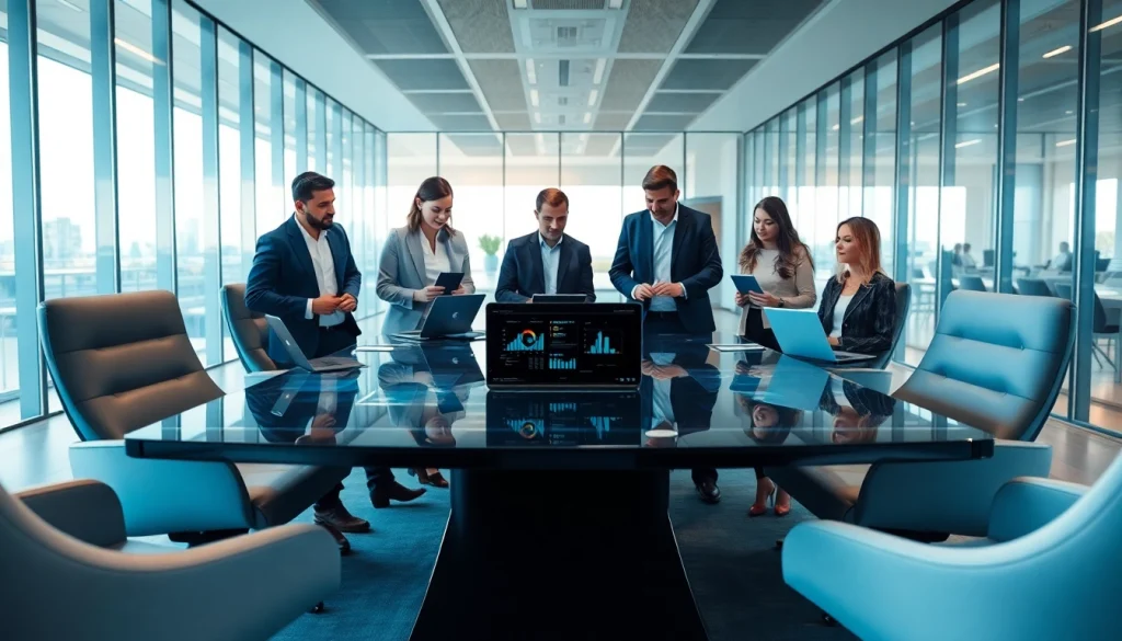 Collaborative team discussing das 142 document processes in a modern office.