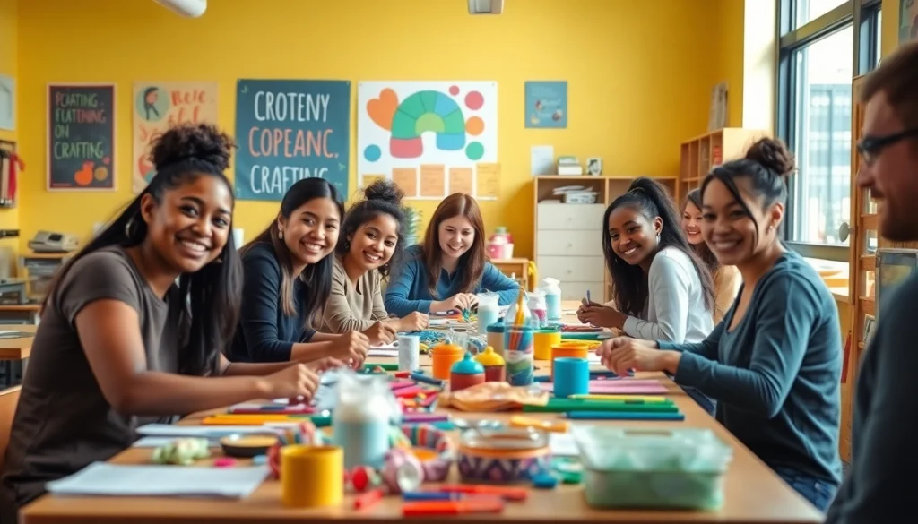 Engaged students in craft training Colorado exploring hands-on projects with vibrant materials.