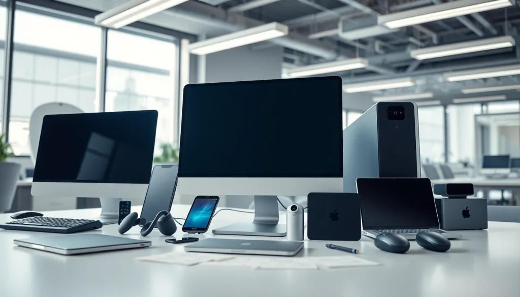 zirvegrupbilgisayar teknolojik ürünleri modern ofiste sergileniyor.