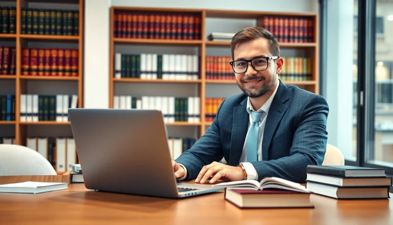 Engaging intellectual property lawyer discussing legal strategies in a modern office.