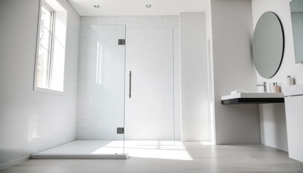 Elegant shower doors displayed elegantly in a chic bathroom, emphasizing their sleek design and modern style.