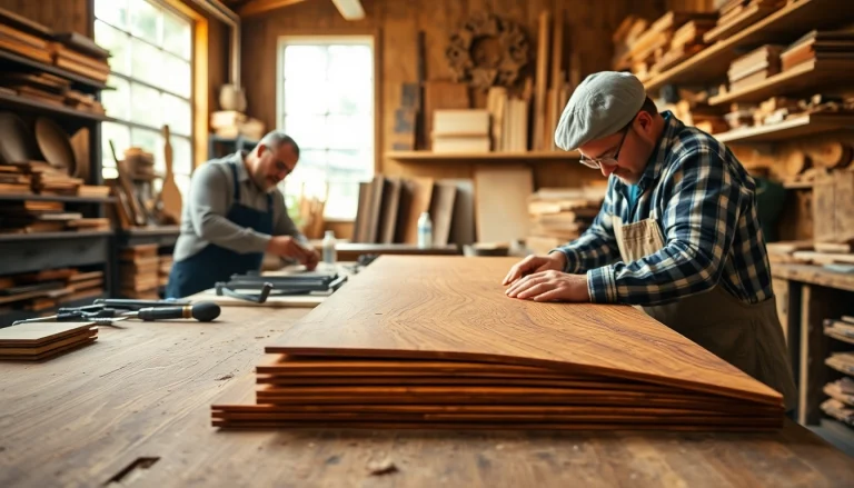 Artisans showcasing their skill in wood veneer craft at woodveneerhub with intricate patterns.