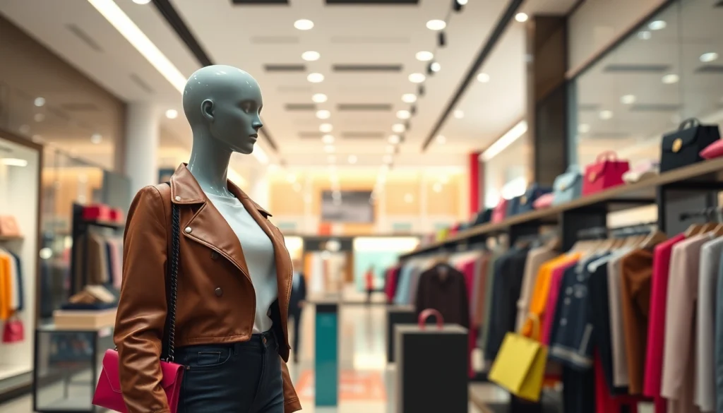 레플리카 쇼핑몰에서 스타일리시한 의상이 전시된 매장 모습