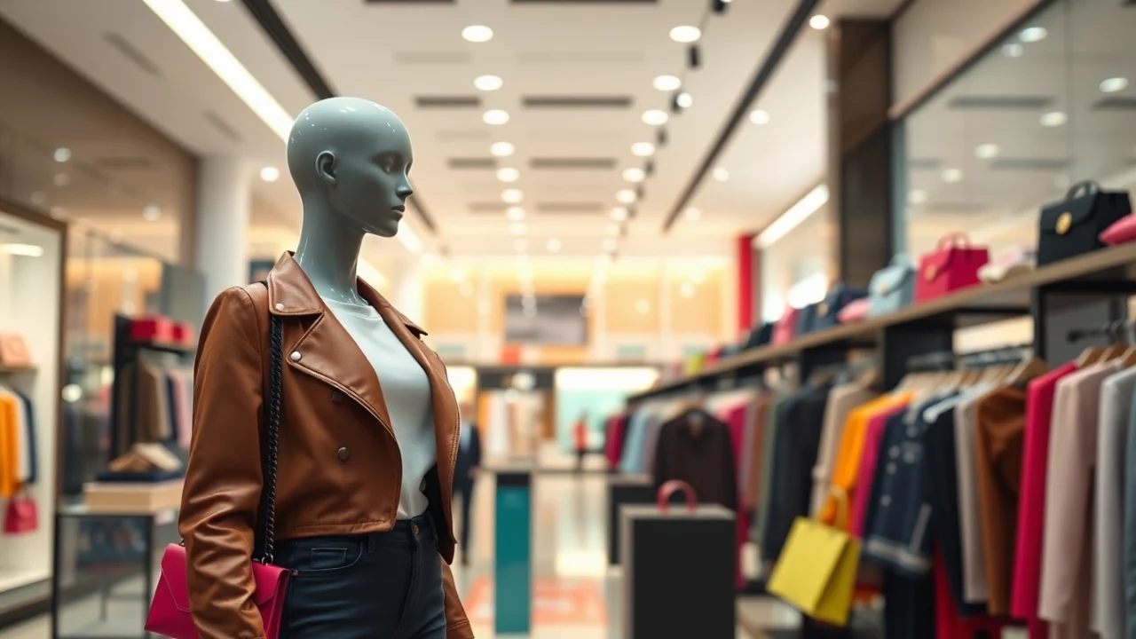 레플리카 쇼핑몰에서 스타일리시한 의상이 전시된 매장 모습