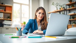 Optimize client interactions with WhatsApp Smart CRM dashboard, vibrant office setup.