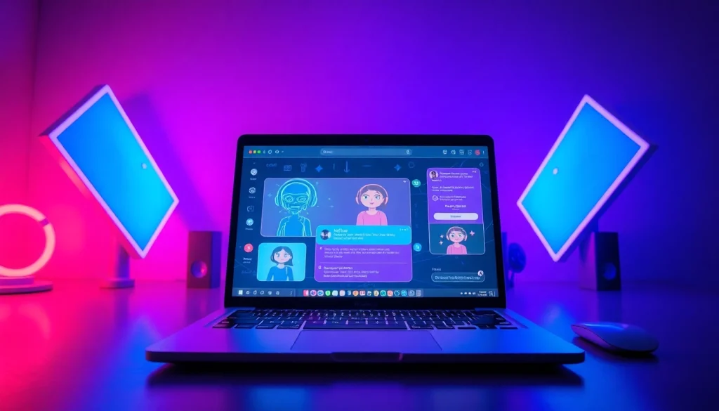 Explore the interface of a free NSFW AI, highlighting interactive chatbot capabilities with a vibrant digital display.