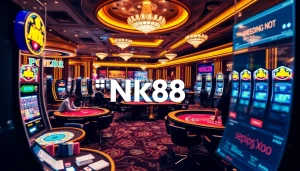 Experience the thrill of gambling at NK88 with vibrant casino tables and engaging players.