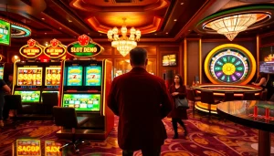 Players enjoying the slot demo scatter hitam game in a luxurious casino setting.