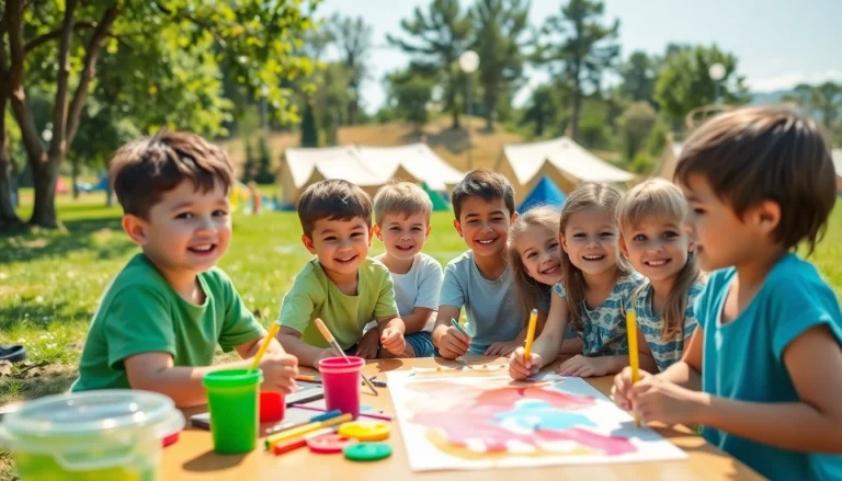 Children participating in activities at a summer childrens camp, enjoying nature and fun experiences.