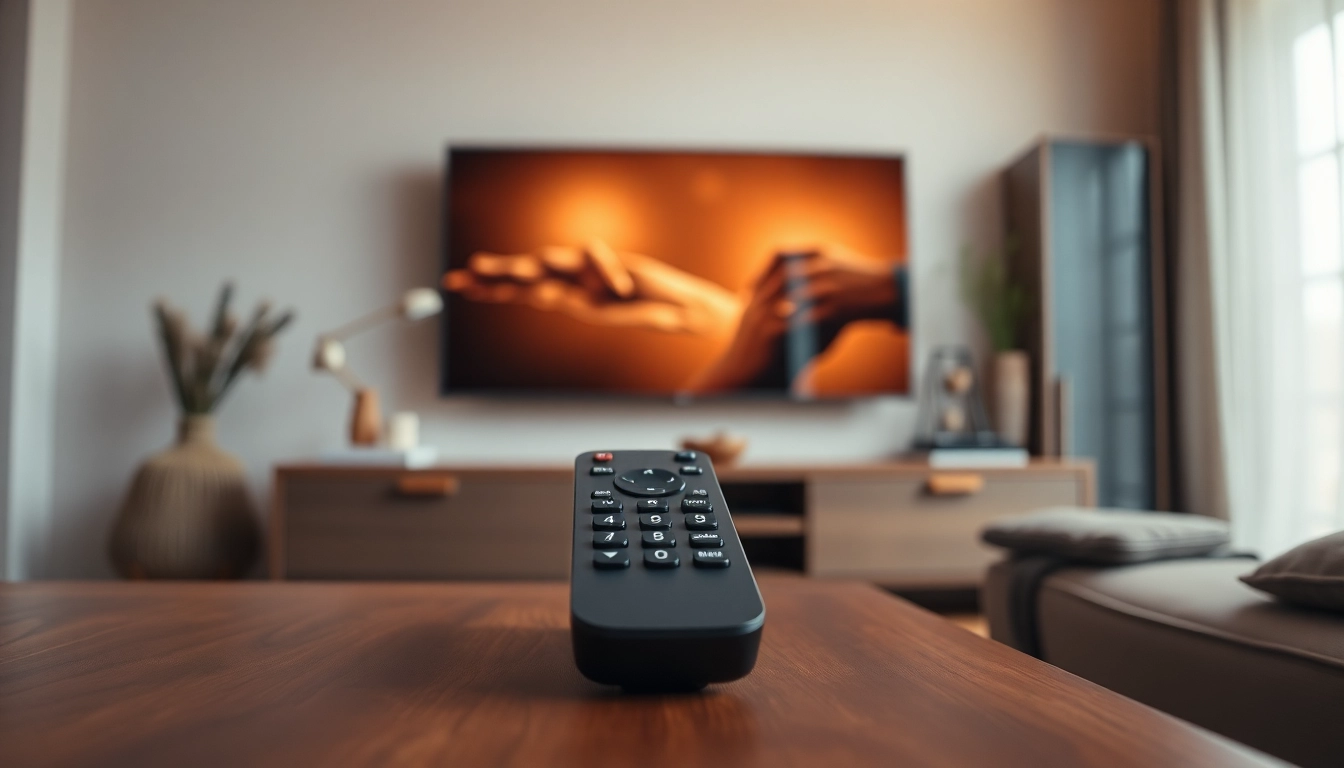 Steuer die LG Fernbedienung 32LK bequem von deinem Sofa aus in einem modernen Wohnzimmer.